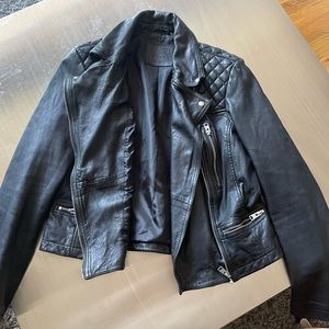 Cargo Leather Biker Jacket - Size US 10